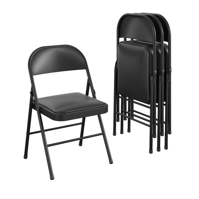 CHAIR FOLDING PADDED BLACK