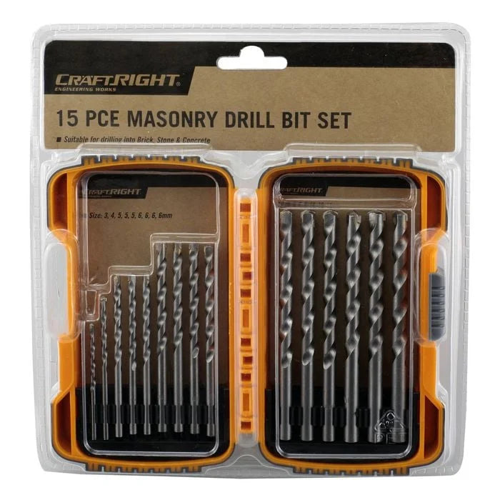 DRILL BIT SET CRAFTRIGHT 15PCE MASONARY