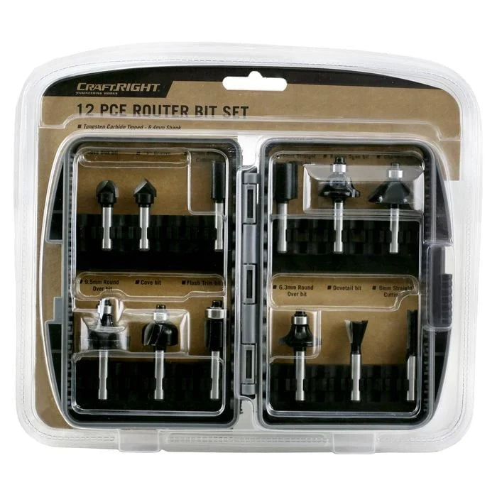ROUTER BIT SET CRAFTRIGHT 12PCE TUN