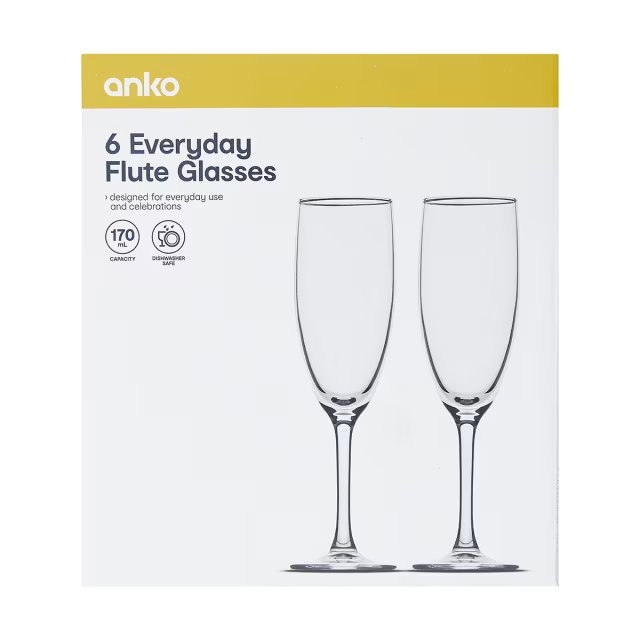 6 EVERYDAY FLUTE GLASSES