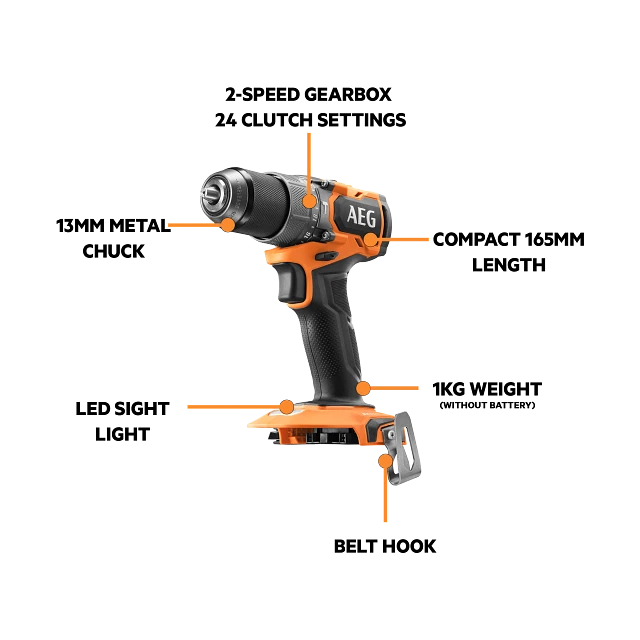 DRILL HAMMER C/LESS B/LESS AEG 18V S
