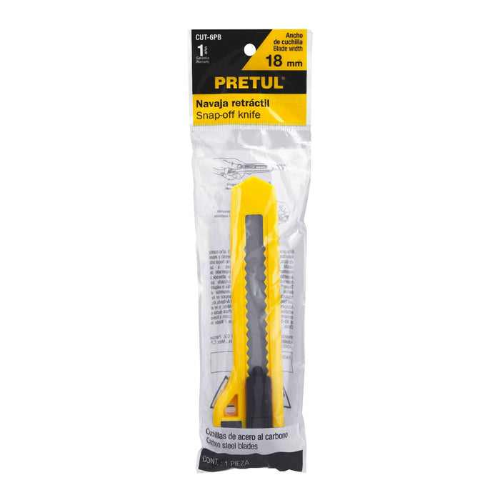 BASIC SNAP-OFF UTILITY KNIFE-YELLOW PLAS