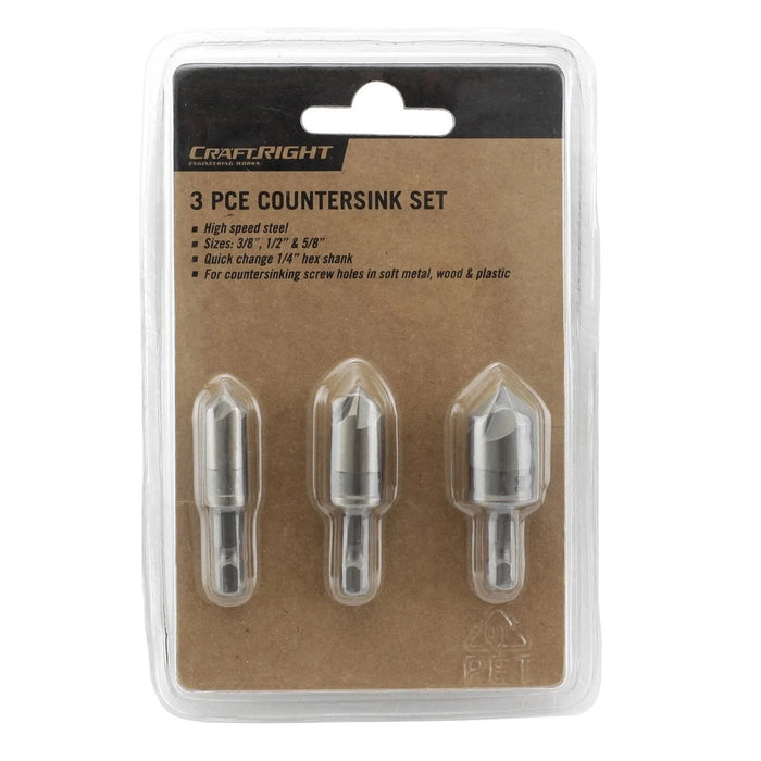 BIT COUNTERSINK CRAFTRIGHT 3PCE 3/8