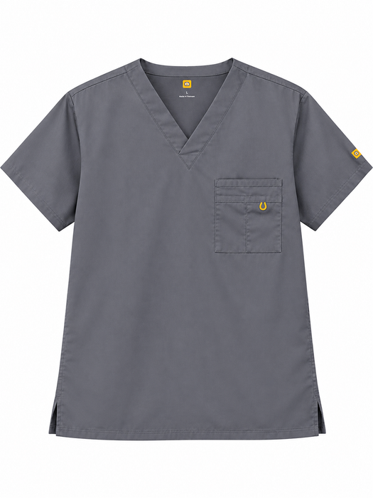 SCRUB TOP ALPHA PEWTER GREY L