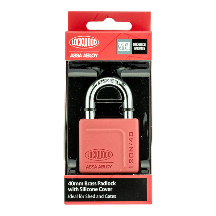 PADLOCK SILICONE JACKET LWOOD 40MM RED