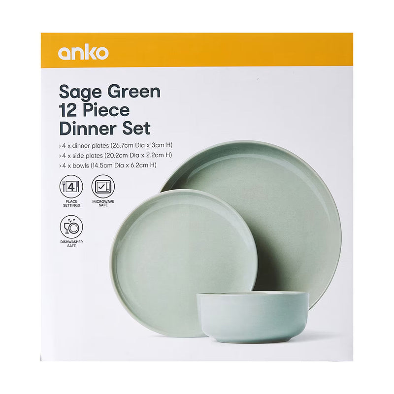 SAGE GREEN 12 PIECE DINNER SET