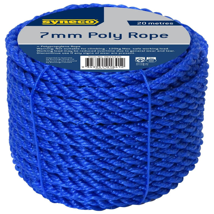 ROPE POLYPROPYLENE SYNECO 7MMX20M ASSORTED