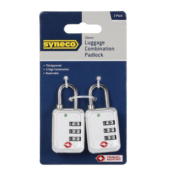 PADLOCK COMBINATION SYNECO TRAVEL TSA 2PK