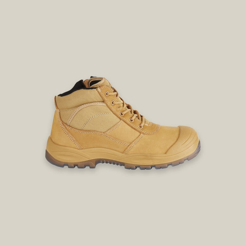 UTILITY ZIP SIDED STEEL TOE SAFETY BOOT - WHEAT