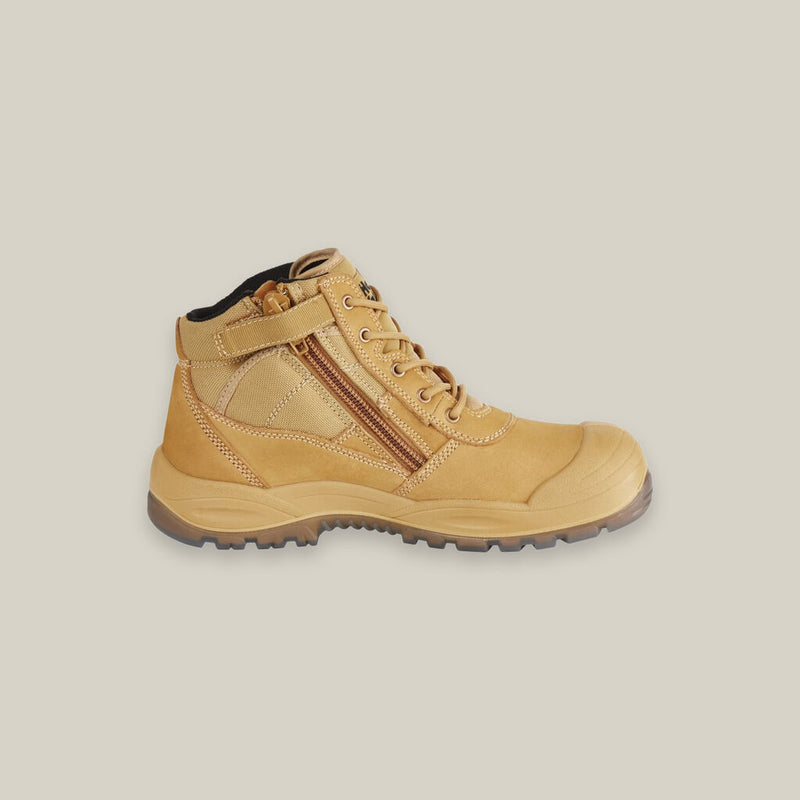 UTILITY ZIP SIDED STEEL TOE SAFETY BOOT - WHEAT